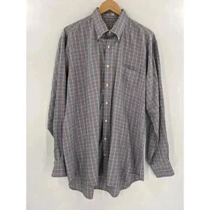 Peter Millar Blue Plaid Button Front Long Sleeve Casual Shirt Men's Size Large